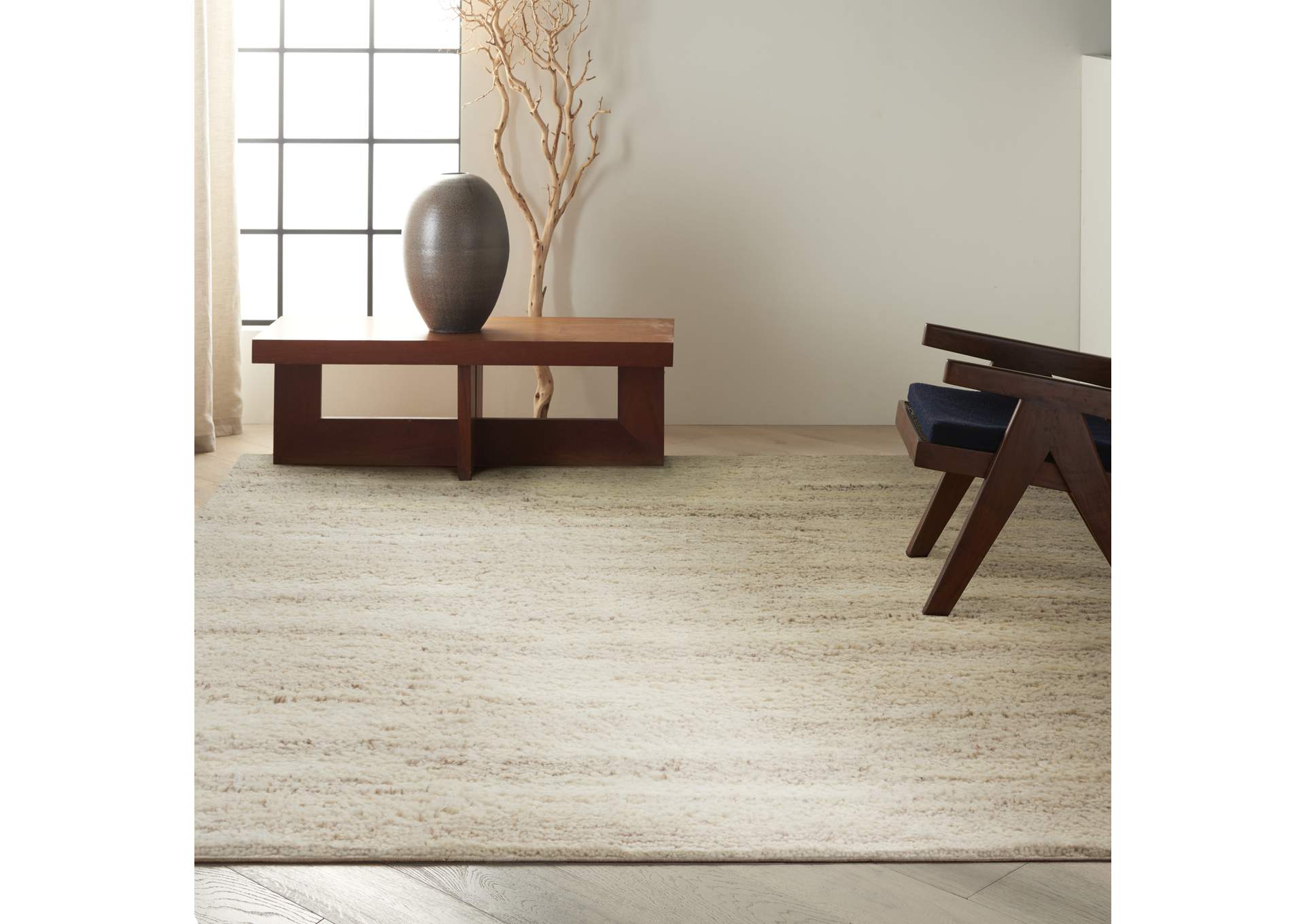Calvin Klein Agadir 8' x 10' Beige Ribbed Shag Area Rug,Nourison