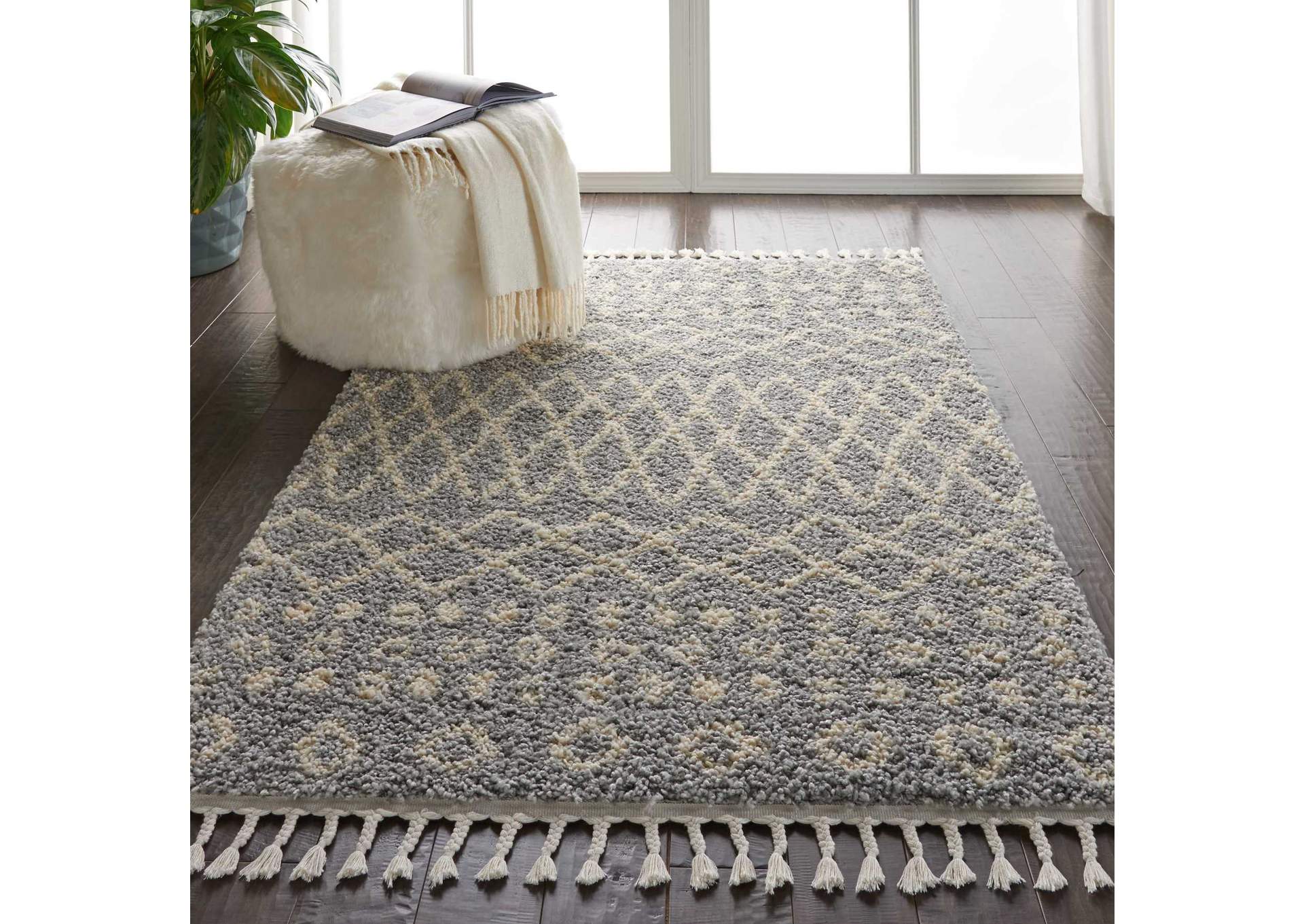 Nourison Moroccan Shag MRS02 Jute 4'x7' Plush Area Rug,Nourison