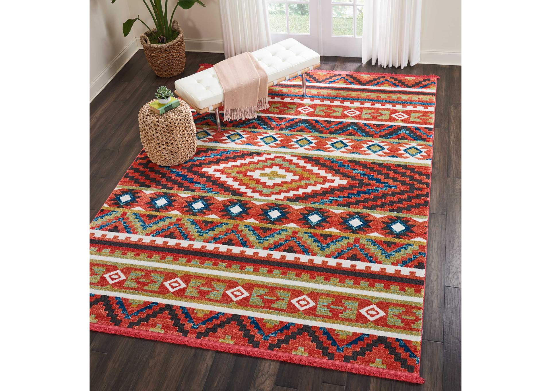 Nourison South Western NAV04 Orange Multicolor 9'x13' Oversized Rug,Nourison