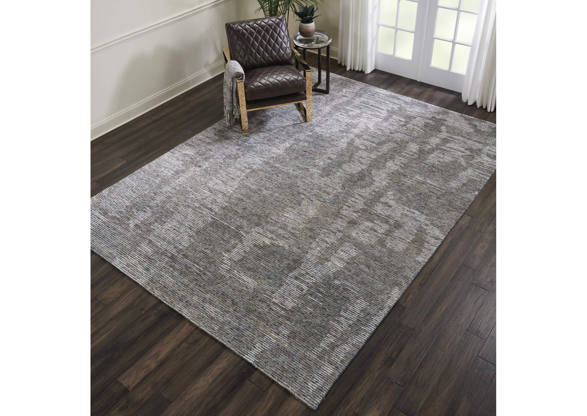 Nourison Ellora ELL03 Slate Grey 9'x12' Oversized Handmade Rug,Nourison