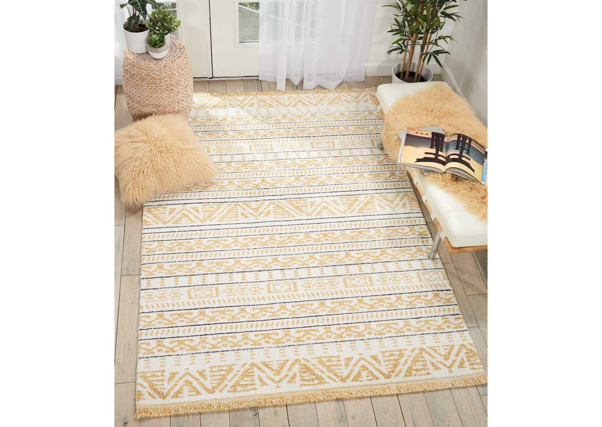 Nourison Kamala DS503 Gold 5'x7' Area Rug,Nourison