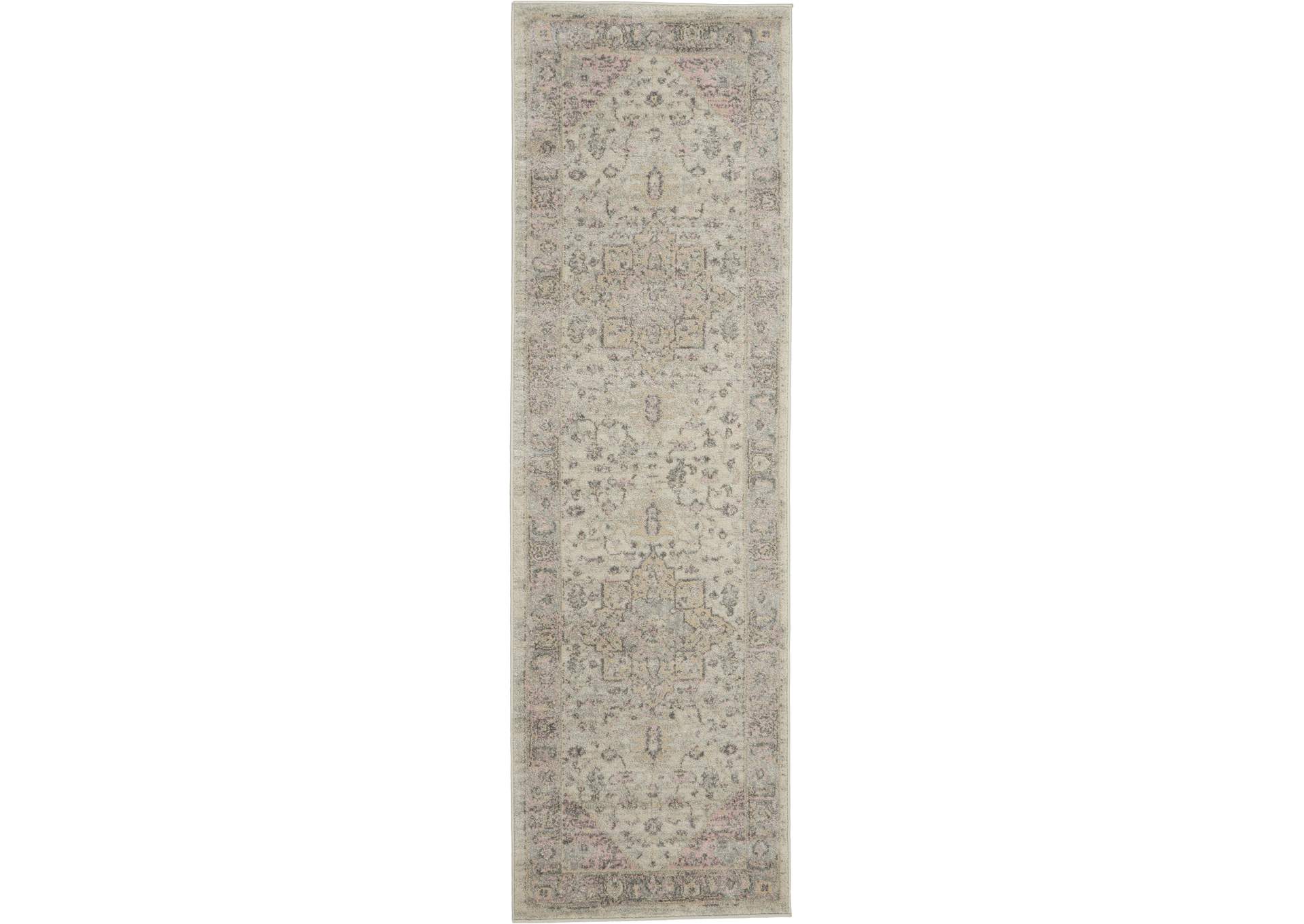 Nourison Tranquil TRA06 Pink and Beige 7' Runner Hallway Rug,Nourison