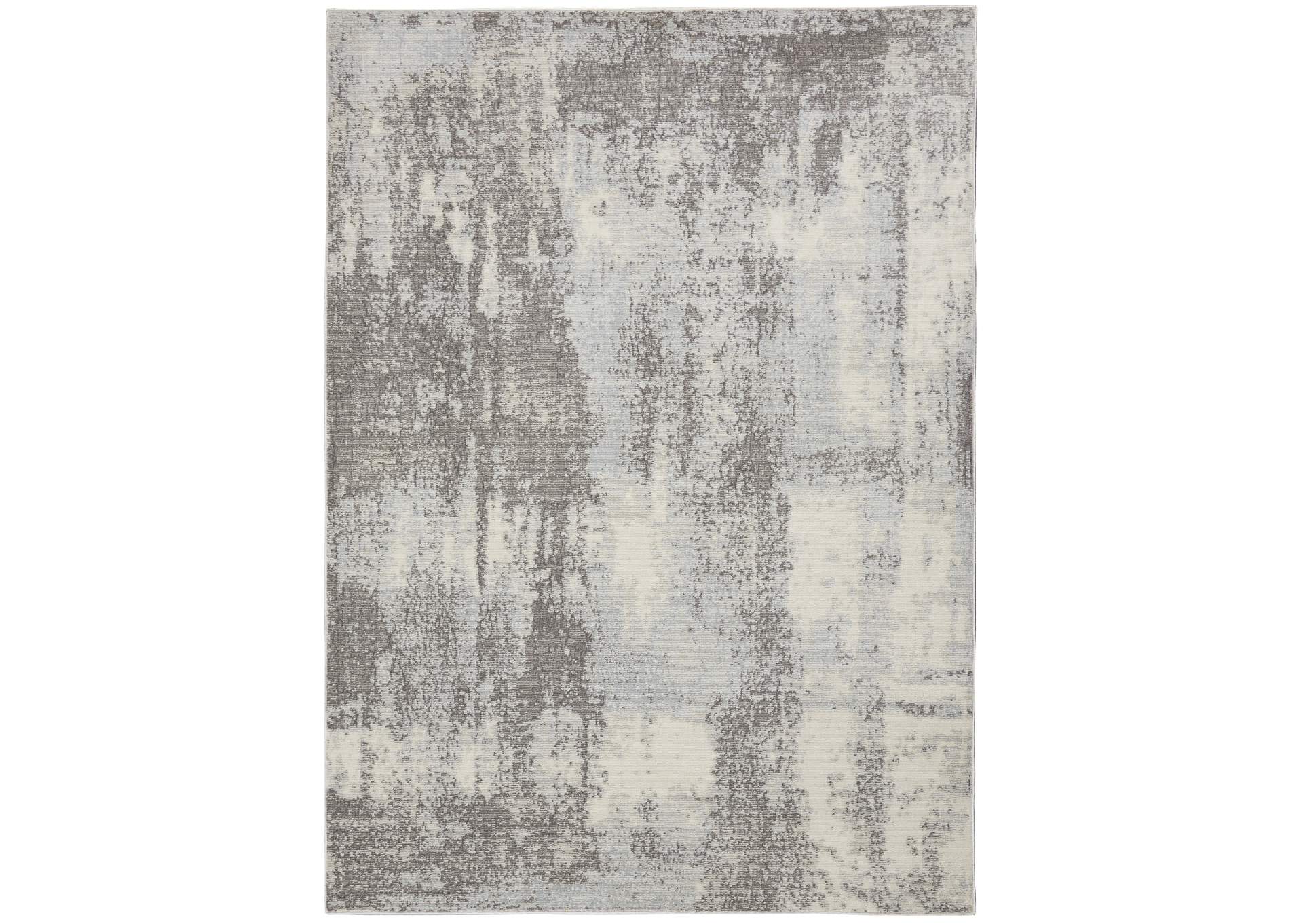 Nourison Etchings 5'3" x 7'3" Grey/Light Blue Painterly Area Rug,Nourison