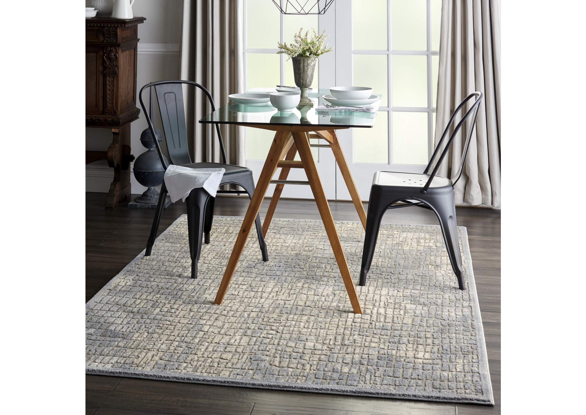 kathy ireland Home Sahara KI395 Charcoal and Beige 5'x7' Area Rug,Nourison