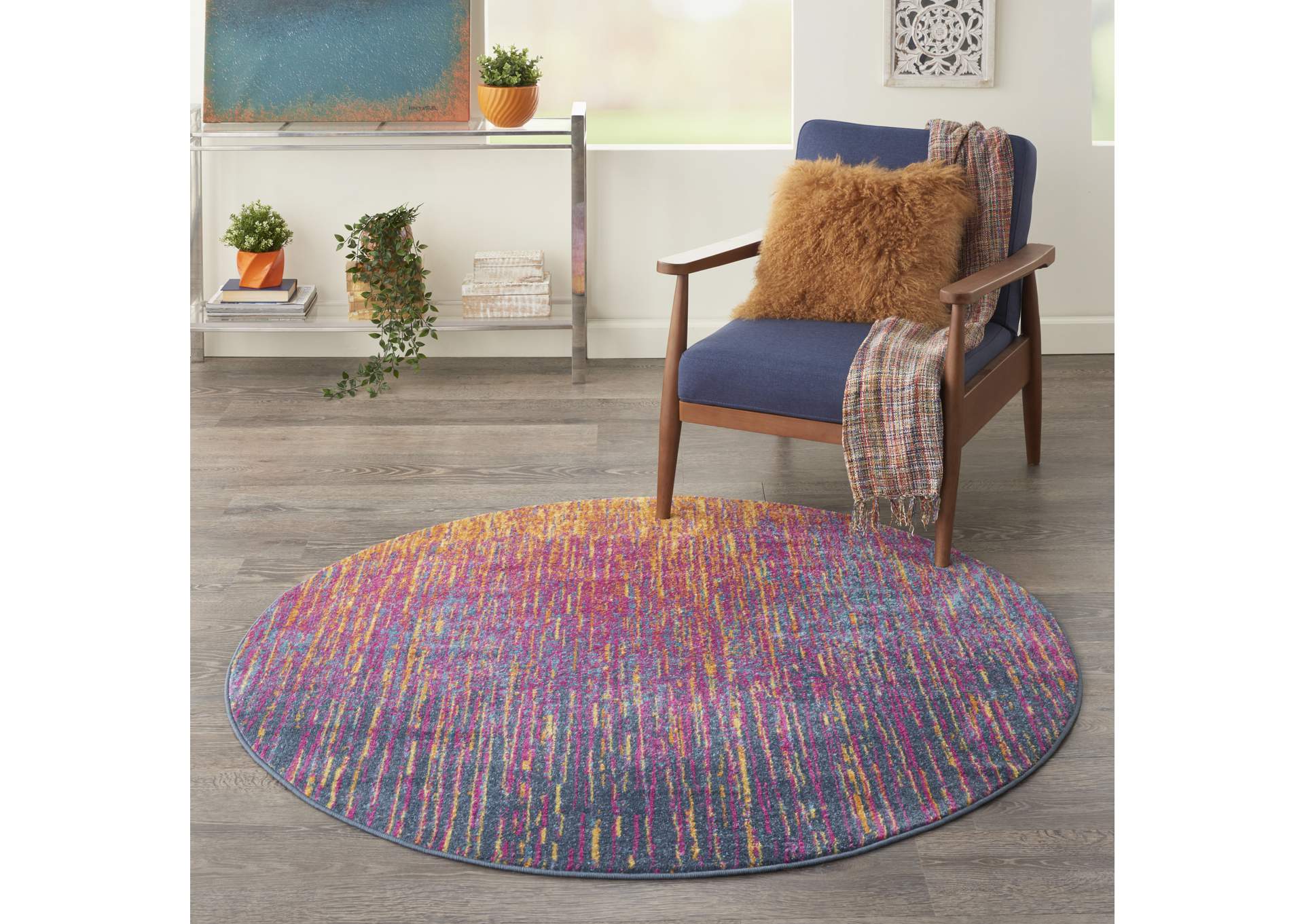 Nourison Passion PSN09 Multicolor 4' Round Colorful Area Rug,Nourison