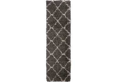 Image for Nourison Luxe Shag LXS02 Dark Grey 8' Runner Hallway Rug
