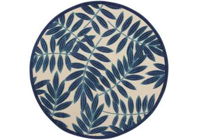 Image for Nourison Aloha ALH18 Navy Blue and White 5'3 Round Indoor-outdoor Area Rug