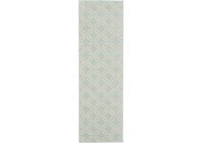 Image for Nourison Jubilant JUB17 Aqua 7' Runner Low-pile Hallway Rug