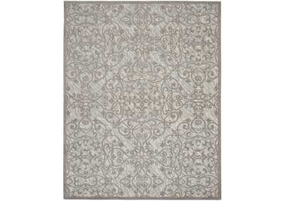 Image for Nourison Damask DAS01 Grey and Ivory 8'x10' Large Flat Rug