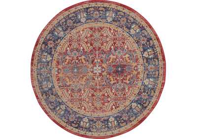 Image for Nourison Ankara Global ANR02 Red and Blue Multicolor 4' Round Persian Area Rug