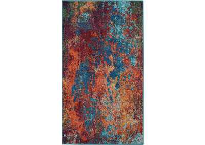 Image for Nourison Celestial 2'x4' Blue and Red Colorful Area Rug