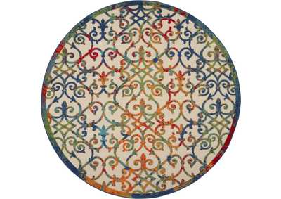 Image for Nourison Aloha ALH21 8' Round Multicolor Easy-care Indoor-outdoor Rug