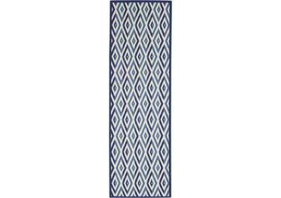 Image for Nourison Grafix GRF18 Blue and White 8' Runner Hallway Rug