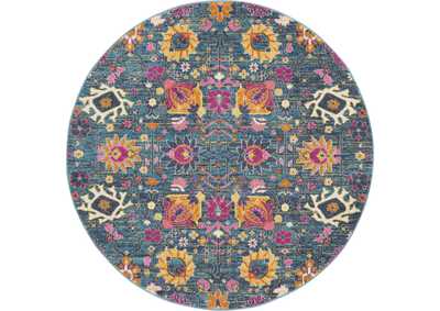 Image for Nourison Passion PSN01 Blue Multicolor 4' Round Hallway Rug