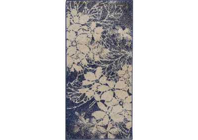 Image for Nourison Tranquil 2'x4' Navy Blue and Grey Ombre Floral Small Rug