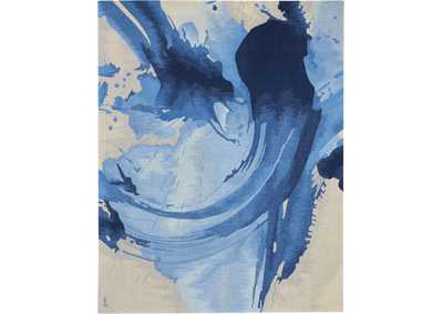 Image for Nourison Symmetry SMM01 Navy Blue and Ivory 8'x10' Large Watercolor Rug