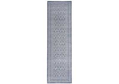 Image for Nourison Palermo 8' Runner Blue and Grey Distressed Bohemian Area Rug