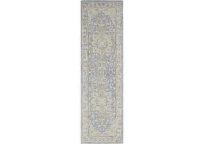 Image for Nourison Jazmine JAZ01 Light Blue 8' Runner Wool Hallway Rug