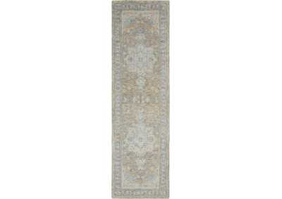 Image for Nourison Jazmine JAZ01 Grey and Blue 8' Runner Wool Hallway Rug