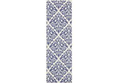Image for Nourison Grafix GRF06 Navy Blue and White 8' Runner Hallway Rug