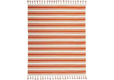 Image for Nourison Rio Vista DST01 White and Orange 8'x11' Oversized Flat Weave Rug