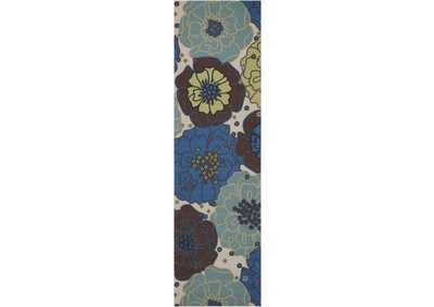 Image for Nourison Home & Garden RS021 Blue 8' Runner Hallway Rug