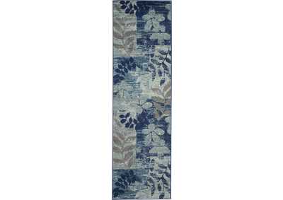 Image for Nourison Tranquil TRA01 Navy Blue 7' Runner Hallway Rug