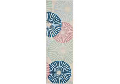 Image for Nourison Grafix GRF20 White and Blue 8' Runner Hallway Rug