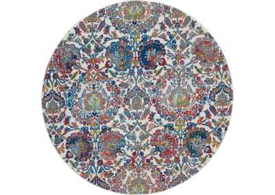 Image for Nourison Ankara Global ANR06 Blue and Ivory 4' Round French Country Area Rug