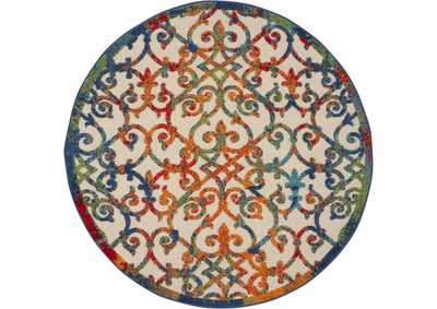 Image for Nourison Aloha ALH21 5' Round Multicolor Easy-care Indoor-outdoor Rug