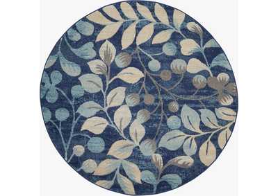Image for Nourison Tranquil TRA03 Navy Blue 5' Round Botanical Area Rug