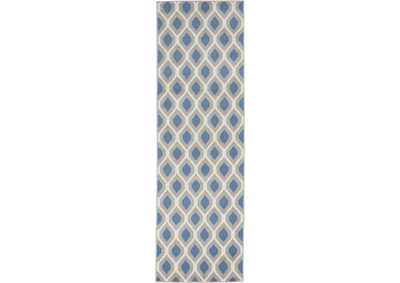 Image for Nourison Grafix GRF22 Blue and Grey 8' Runner Hallway Rug