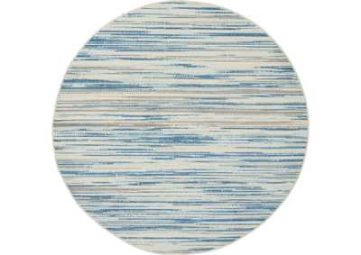 Image for Nourison Jubilant JUB04 Teal Blue and White 5' Round Beach Area Rug