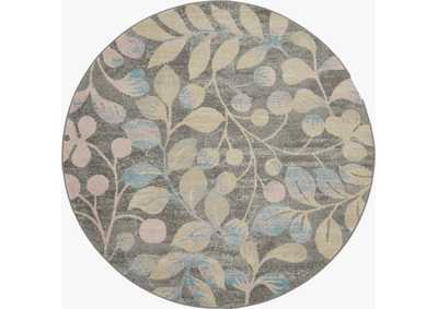 Image for Nourison Tranquil TRA03 Beige and Grey 5' Round Botanical Area Rug