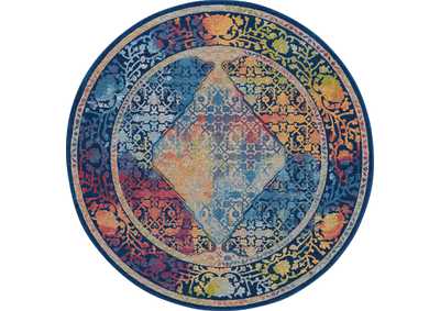 Image for Nourison Ankara Global ANR04 Blue Multicolor 6' Round Boho Area Rug