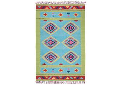 Image for Nourison Baja BAJ02 Blue and Green 5'x7' Southwestern Area Rug