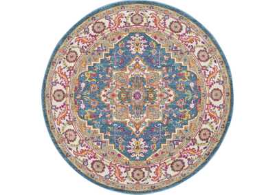 Image for Nourison Passion PSN20 Teal Multicolor 5' Round Persian Area Rug