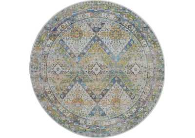 Image for Nourison Ankara Global ANR07 Blue and Green 6' Round Farmhouse Area Rug