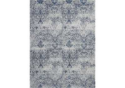 Image for Nourison Damask DAS06 Dark Blue and White 9'x12' Oversized Flat Weave Rug