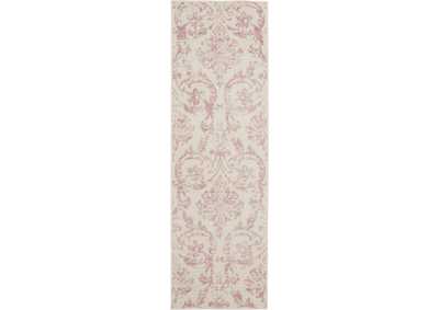Image for Nourison Jubilant JUB09 White and Pink 7' Runner Low-pile Hallway Rug