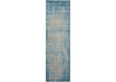 Image for Nourison Karma KRM01 Blue 8' Runner Hallway Rug