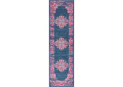 Image for Nourison Passion PSN03 Blue and Pink 8' Runner Hallway Rug