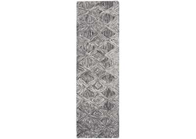 Image for Nourison Linked Black 8' Runner Wool Hallway Rug