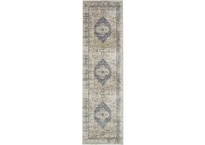 Image for Malta by kathy ireland Home MAI11 Ivory/Blue 8' Runner Area Rug