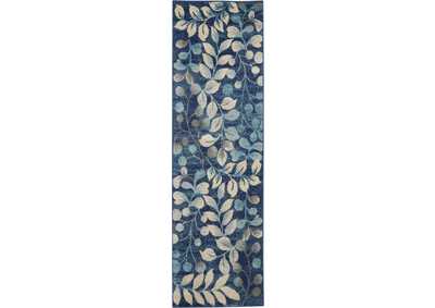 Image for Nourison Tranquil TRA03 Navy Blue 7' Runner Hallway Rug