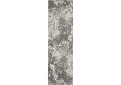 Image for kathy ireland Home Sahara KI394 Grey and White 8' Runner Hallway Rug
