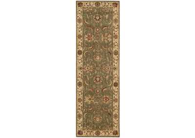 Image for Nourison Living Treasures LI04 Green 8' Runner Hallway Rug