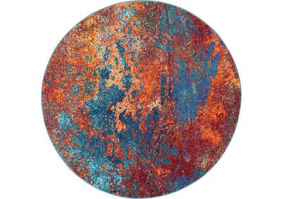 Image for Nourison Celestial CES08 Blue and Red 5' Round Colorful Area Rug