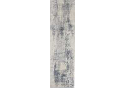 Image for Nourison Rustic Textures RUS02 Slate Blue and Ivory 8' Runner Textured Hallway Rug