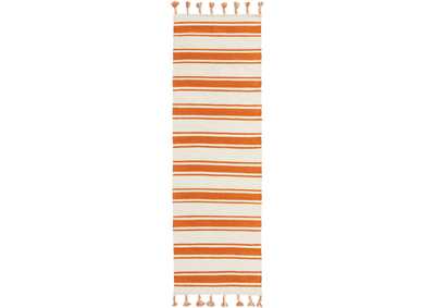Image for Nourison Rio Vista DST01 White and Orange 8' Runner Flat Weave Hallway Rug